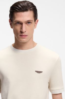 BOSS x ASTON MARTIN T-shirt in wool-cotton jacquard, Natural