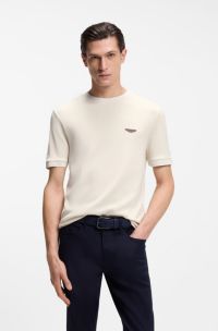 BOSS x ASTON MARTIN T-shirt in wool-cotton jacquard, Natural