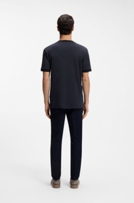 BOSS x ASTON MARTIN T-shirt in wool-cotton jacquard, Dark Blue