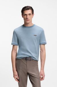 BOSS x ASTON MARTIN T-shirt in jacquard di mohair e cotone, Celeste