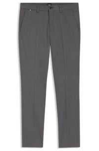 Slim-fit trousers in stretch-cotton dobby, Dark Grey