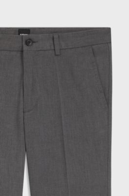 Pantaloni slim fit in dobby di cotone elasticizzato, Grigio scuro