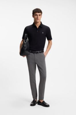 Pantalon Slim en coton stretch fa&ccedil;onn&eacute;, Gris sombre