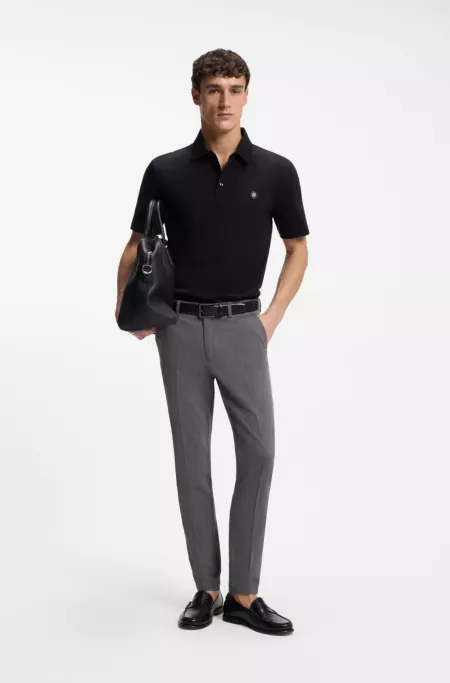 Slim-fit trousers in stretch-cotton dobby