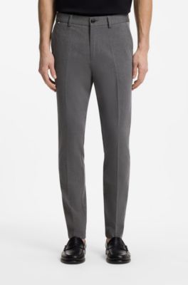 Pantalon Slim en coton stretch fa&ccedil;onn&eacute;, Gris sombre