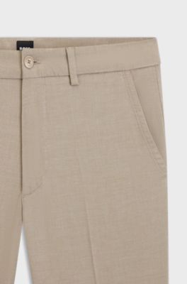 Slim fit-byxor i stretchig bomullsdobby, Beige