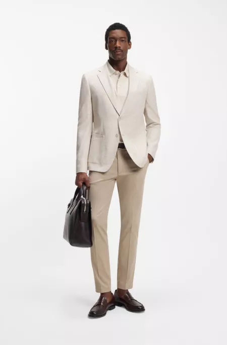 Pantalon Slim en coton stretch façonné