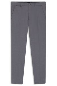 Slim-fit trousers in stretch-cotton dobby, Dark Blue