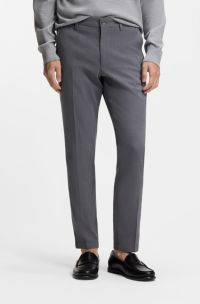 Pantaloni slim fit in dobby di cotone elasticizzato, Blu scuro