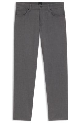 Maine regular-fit trousers in stretch-cotton dobby fabric, Black