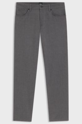 Pantalon Regular Maine en rati&egrave;re de coton stretch, Noir