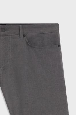 Pantalon Regular Maine en rati&egrave;re de coton stretch, Noir