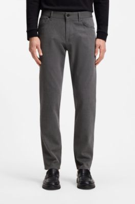 Maine regular-fit trousers in stretch-cotton dobby fabric, Black
