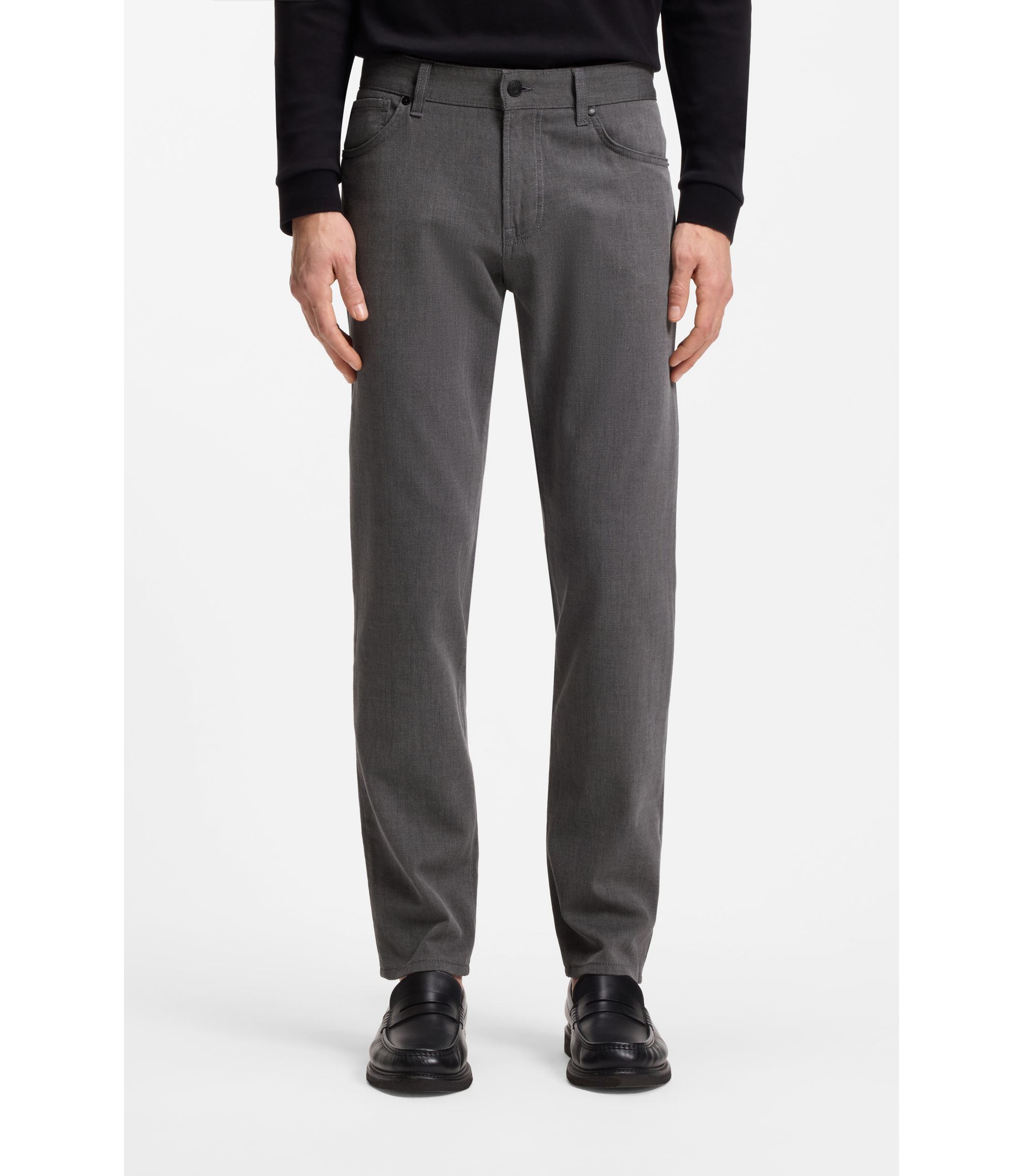 Maine Regular-Fit Hose aus elastischem Baumwoll-Dobby-Gewebe