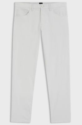 Maine regular-fit trousers in stretch-cotton dobby fabric, Light Grey