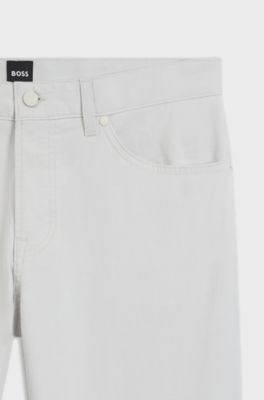 Regular fit Maine-bukser i bomulds-dobby med str&aelig;k, Lysegr&aring;