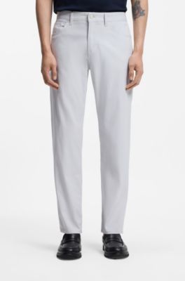 Maine regular-fit trousers in stretch-cotton dobby fabric, Light Grey