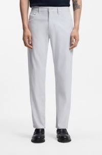 Maine regular-fit trousers in stretch-cotton dobby fabric, Light Grey