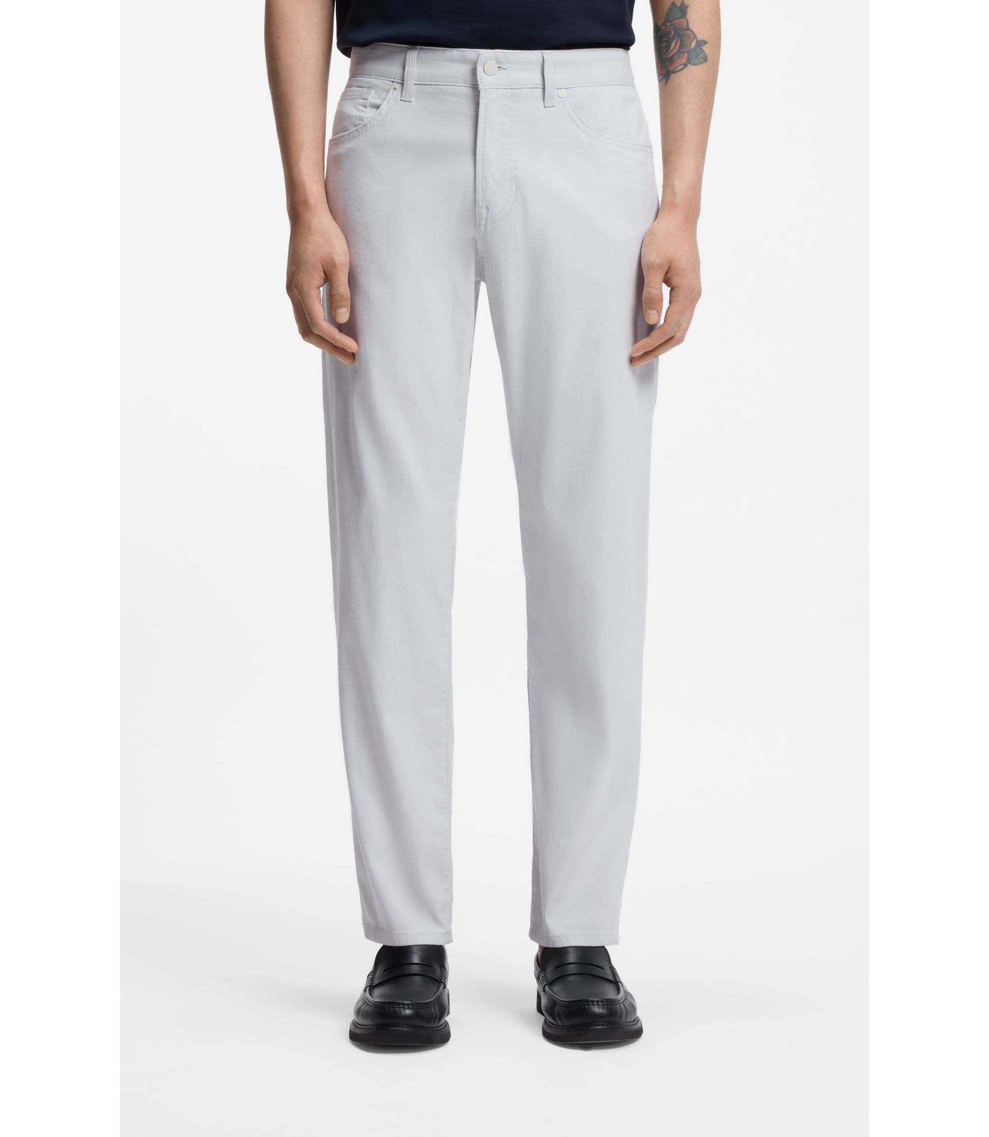 Maine Regular-Fit Hose aus elastischem Baumwoll-Dobby-Gewebe