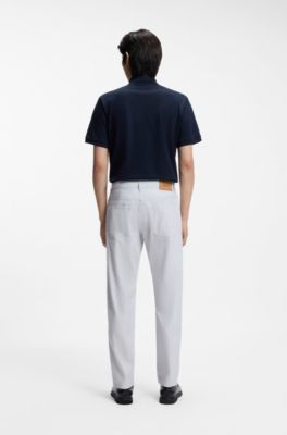 Pantaloni Maine regular fit in tessuto dobby di cotone elasticizzato, Grigio chiaro