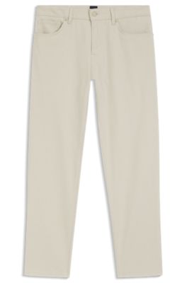 Maine Regular-Fit Hose aus elastischem Baumwoll-Dobby-Gewebe, Hellbeige