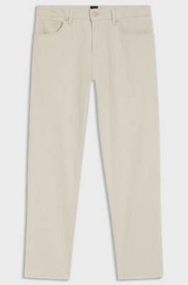 Pantaloni Maine regular fit in tessuto dobby di cotone elasticizzato, Beige chiaro
