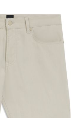 Maine Regular-Fit Hose aus elastischem Baumwoll-Dobby-Gewebe, Hellbeige