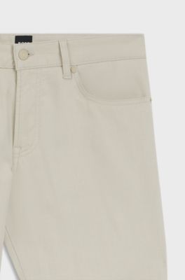 Maine regular-fit trousers in stretch-cotton dobby fabric, Light Beige
