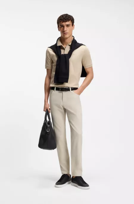 Maine regular-fit trousers in stretch-cotton dobby fabric