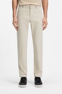 Pantalon Regular Maine en rati&egrave;re de coton stretch, Beige clair