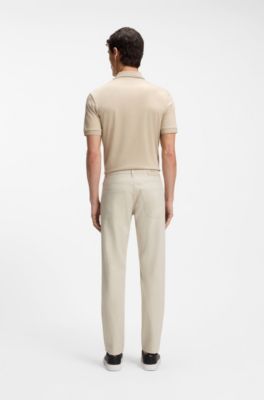 Pantaloni Maine regular fit in tessuto dobby di cotone elasticizzato, Beige chiaro