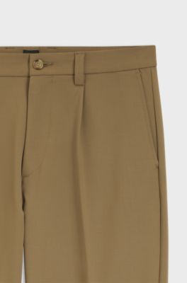 Tapered-fit trousers in stretch canvas, Beige