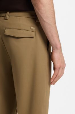 Tapered-fit trousers in stretch canvas, Beige
