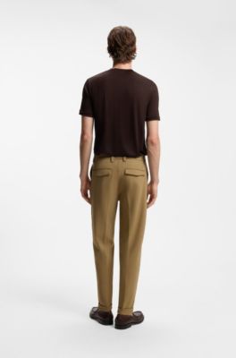 Tapered-fit trousers in stretch canvas, Beige