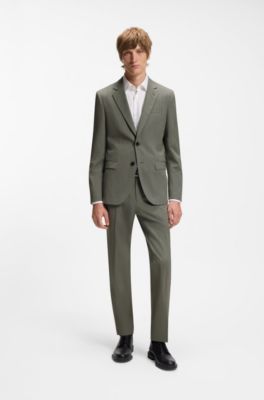 Extra-slim-fit wool-blend trousers, Dark Green