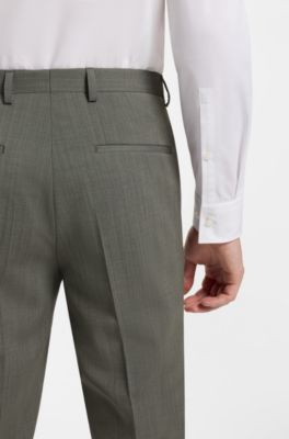 Extra-slim-fit wool-blend trousers, Dark Green