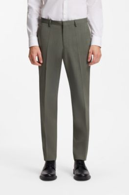 Extra-slim-fit wool-blend trousers, Dark Green