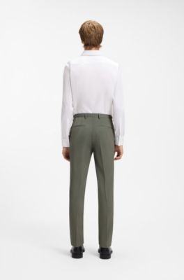 Extra-slim-fit wool-blend trousers, Dark Green