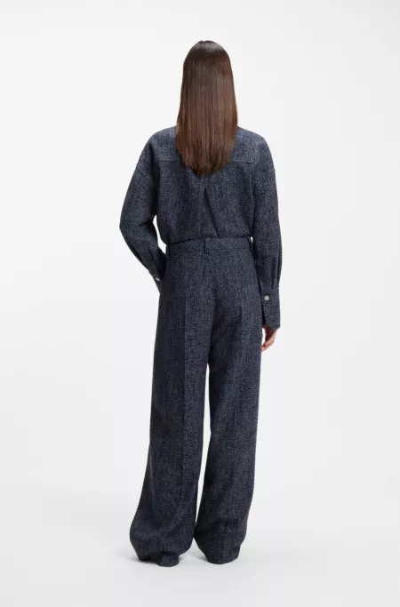 Wide-leg trousers in stretch tweed