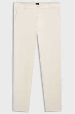 Modern-fit trousers in easy-iron cotton-blend twill, Natural