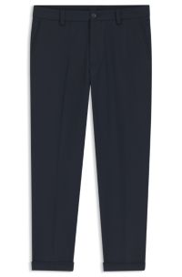 Modern-fit trousers in easy-iron cotton-blend twill, Dark Blue