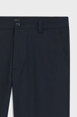 Modern-Fit Hose aus b&uuml;gelleichtem Baumwoll-Mix mit Twill-Struktur, Dunkelblau