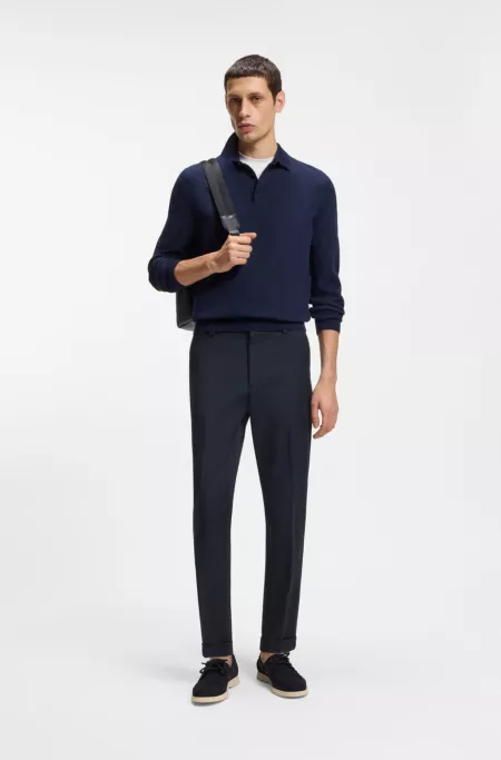 Modern-fit trousers in easy-iron cotton-blend twill