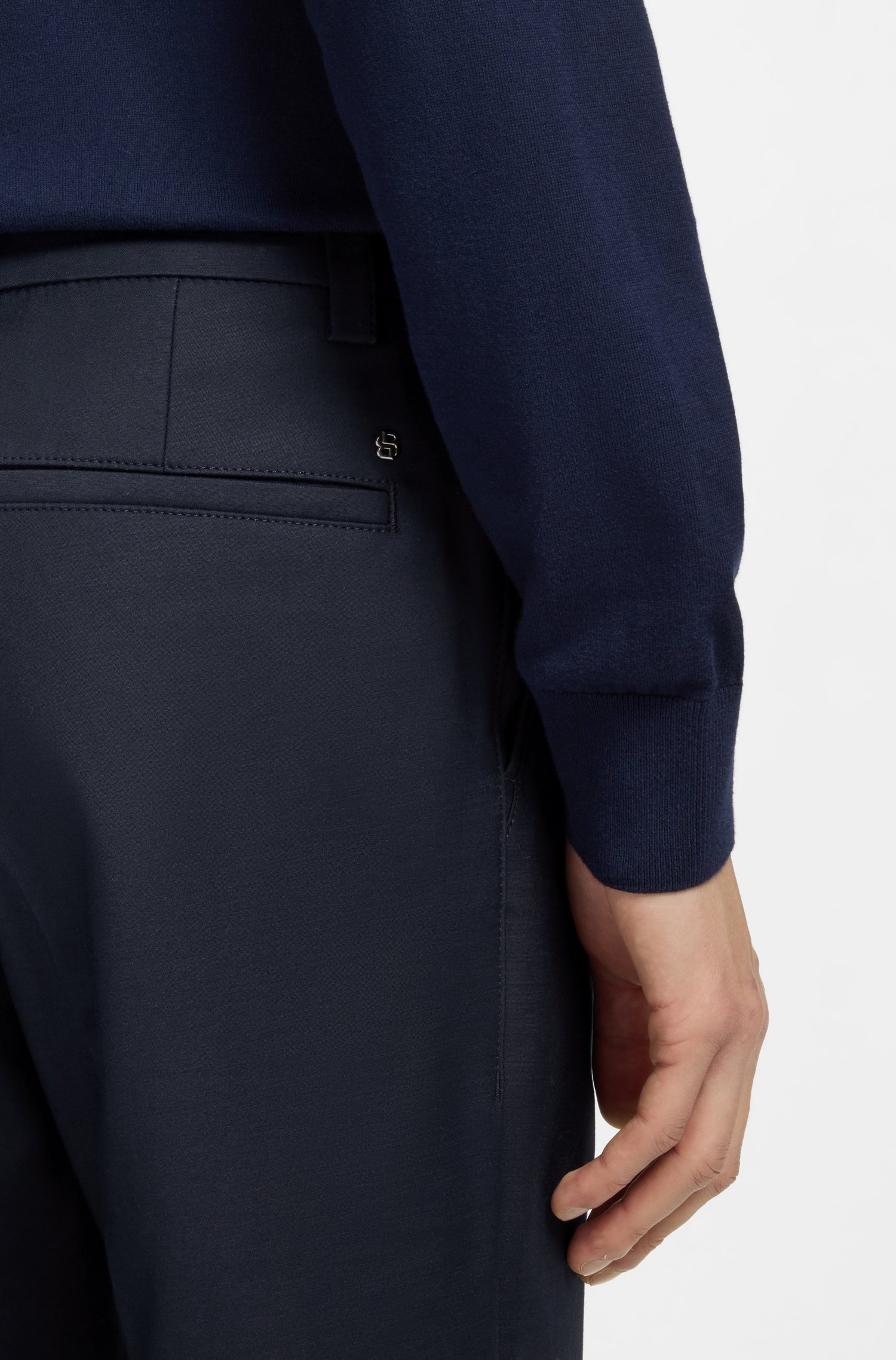 Boss Modern-fit trousers in easy-iron cotton-blend twill byxor herr – bild 3
