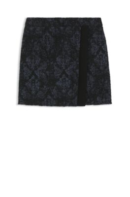 Mini skirt in denim-effect tweed, Patterned