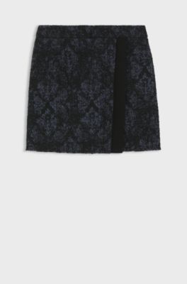 Mini skirt in denim-effect tweed, Patterned