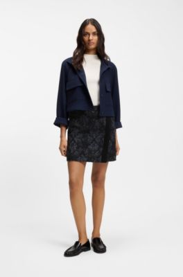Mini skirt in denim-effect tweed, Patterned