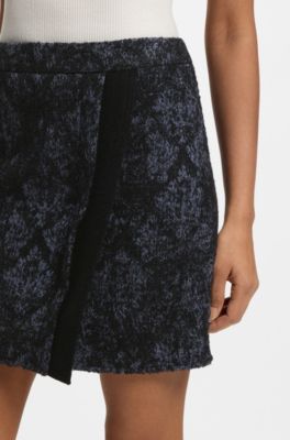 Mini skirt in denim-effect tweed, Patterned