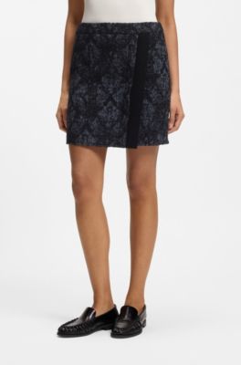 Mini skirt in denim-effect tweed, Patterned