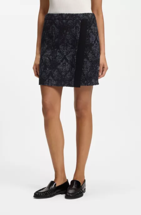 Mini skirt in denim-effect tweed